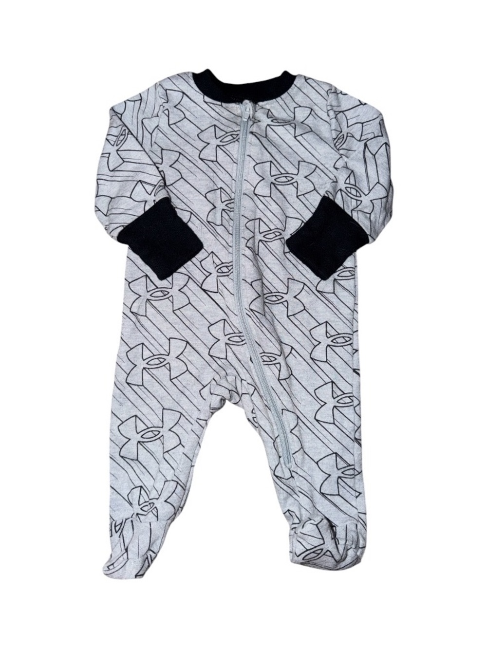Under Armour Gray Logo Baby Zipper Footed Pajamas